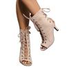 Fish-mouthed Large-sized Spring and Autumn Slim High Heels and Elegant Cross-lace-up Cool Boots