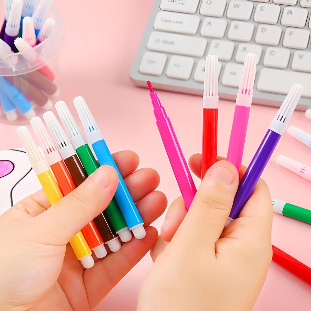 2/7 Packs 6 Colors Washable Coloring Pens Set, Easy Grip Art Markers, Non-Toxic Watercolor Drawing Pens for School Crafts YMY