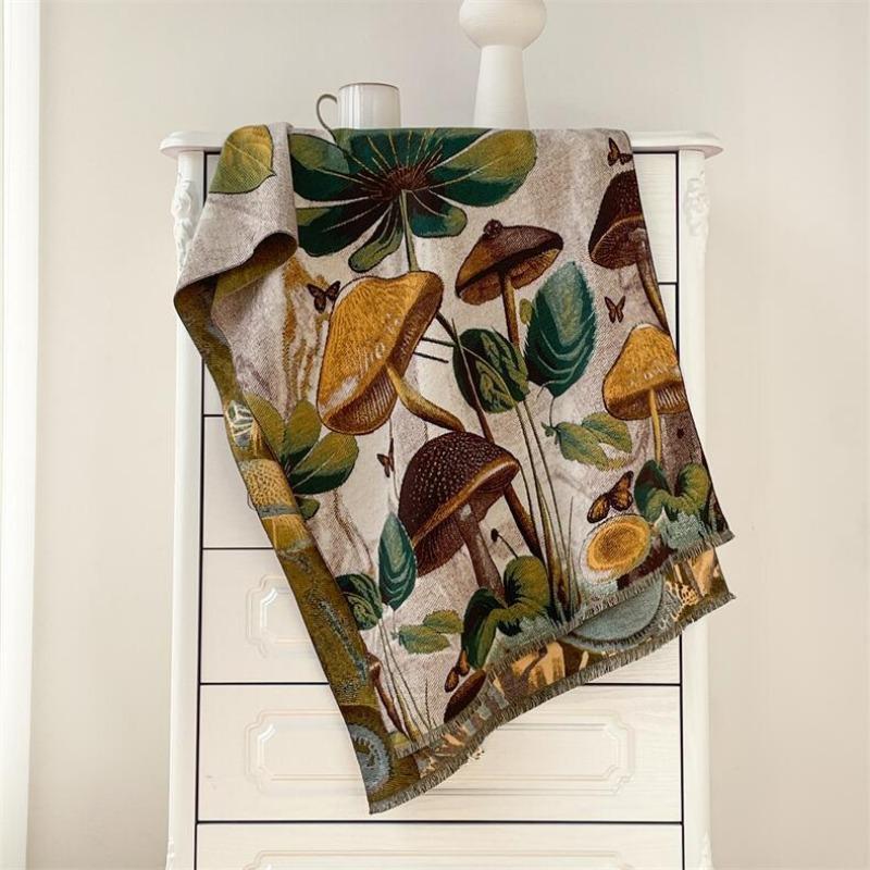 Winter oil painting style scarf women's plate four shuttle imitation cashmere shawl thickened warm fringed scarf