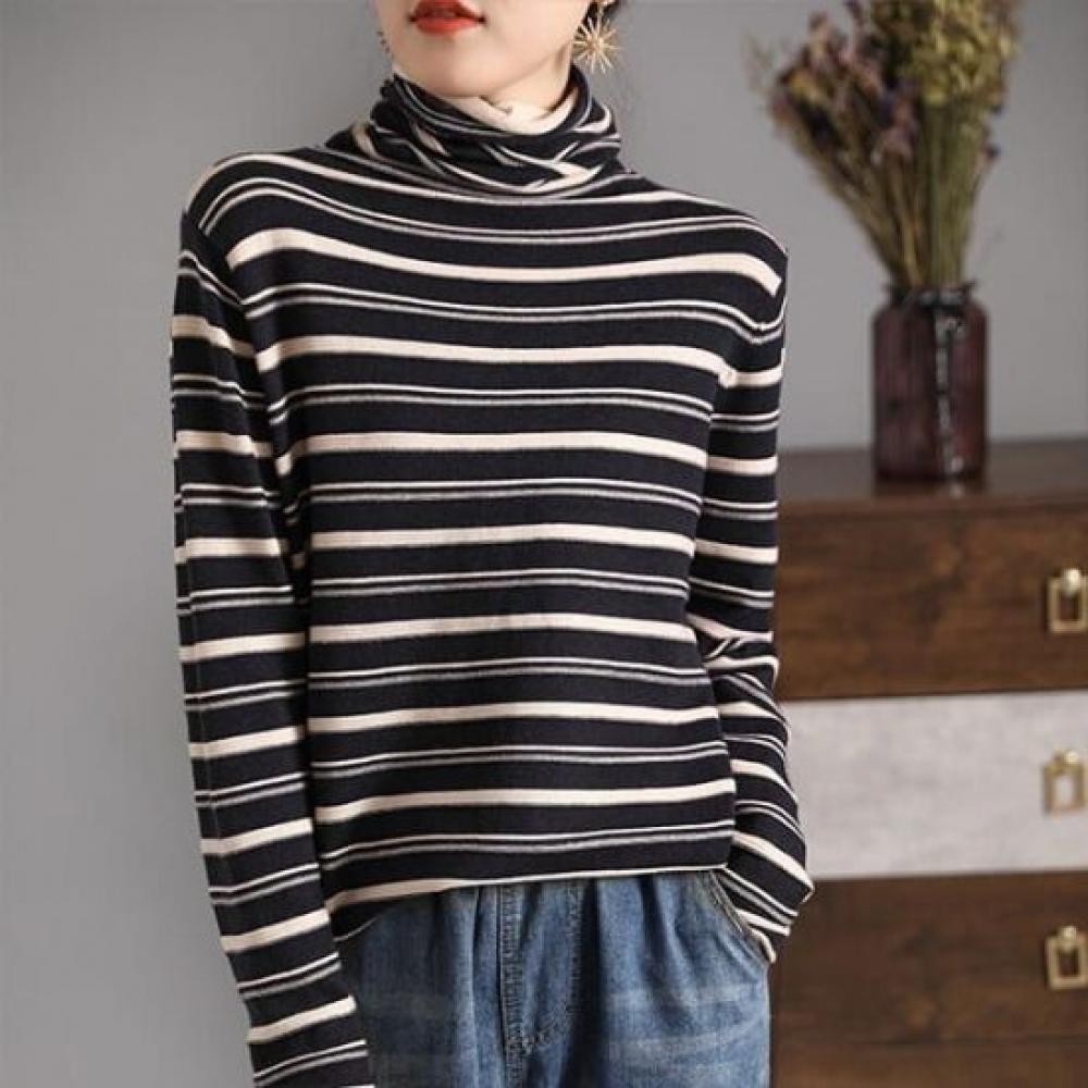 Navava Women Turtleneck Long Sleeve Knit Top Nt3107