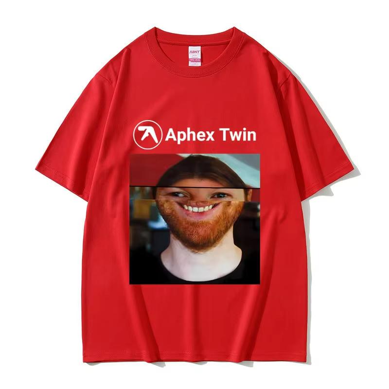 Sänger Aphex Twin Gesicht Lustiges Meme T-Shirt Herren Damen Mode Vintage Oversized Streetwear Unisex Lässig Weiche Baumwolle T-Shirts Oberteile