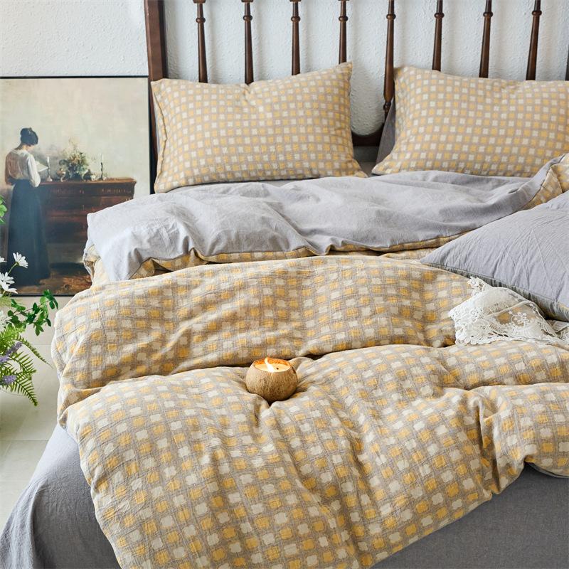 Class A Cotton Color-Woven Jacquard Double-Layer Yarn, Pure Cotton Aerobic Retro Wind Small Floral Quilt Cover