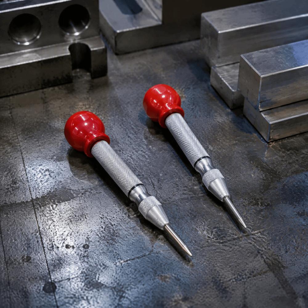 2pcs Hard Tip Automatic Center Punch Knurled Grip Metal Punch Tool Home Workshop
