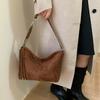 Simple Retro Suede Bag Women's 2025 New Exquisite Versatile Messenger Bag Super Fire Shoulder Underarm Bucket Bag