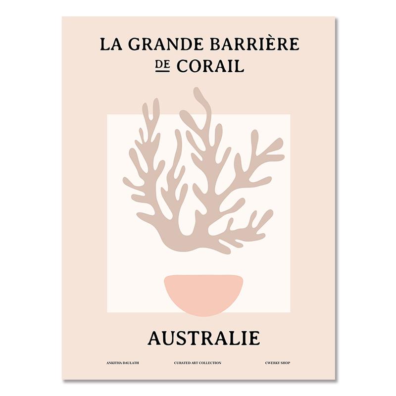 Abstrakt Matisse Girl Korall Färgglada Löv Nordiska affischer och tryck Modern väggkonst Canvasmålning Vardagsrum Heminredning