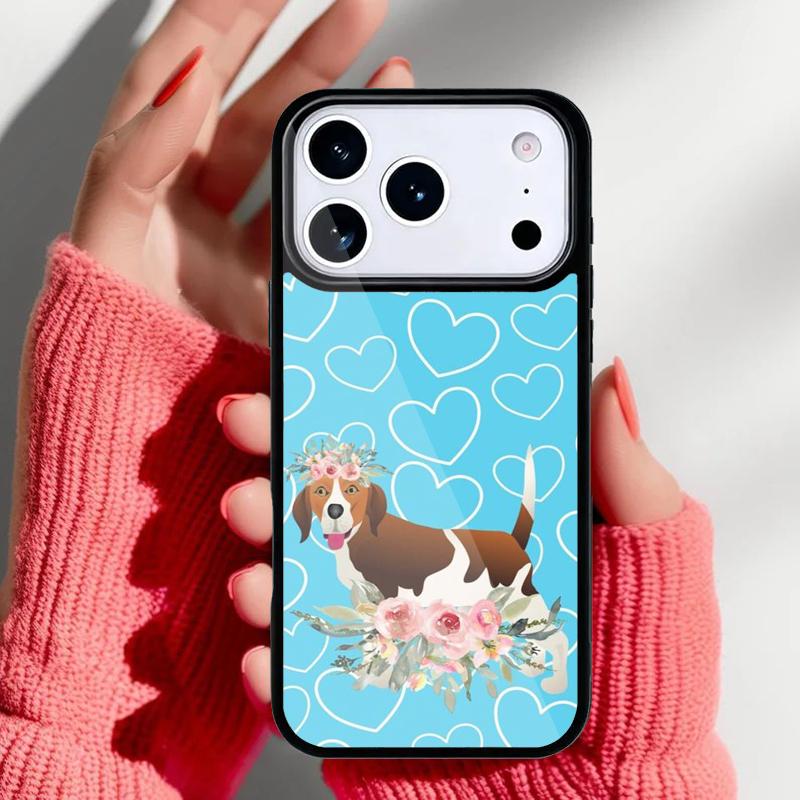 

Beagle Floral Dog Phone Case for iPhone 17 16 15 14 13 Pro Max Back Cover for 12 11 Pro Coque iPhone 16 Pro Max