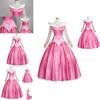Bezauberndes rosa Dornröschen Aurora Ballkleid Kostüm für Damen mit Puffärmeln