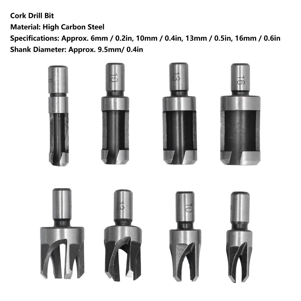 8pcs Straight and Tapered Taper Wood Plug Cutter Drill Bit Set Woodworking Drilling