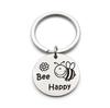 Teachers Day Keychain Bee Happy Little Bee Stainless Steel Keychain Gift Stainless Steel Keychain for Backpack Bag Pendant