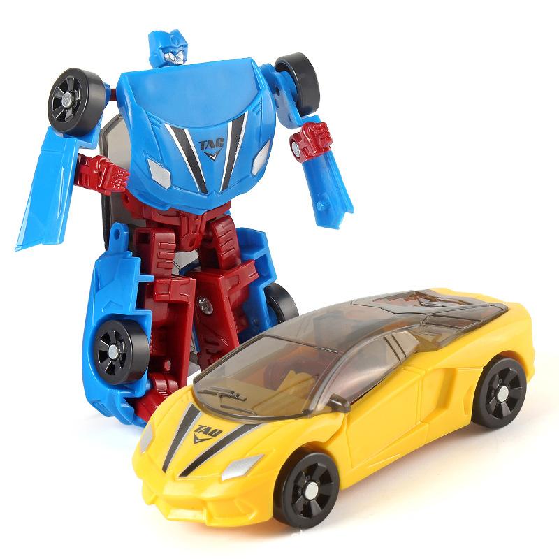 Children's Transforming Toy Car & Robot 2 In 1 Mini Manual Deformation Car Toy Pocket Robot Model Boy's Birthday Gift