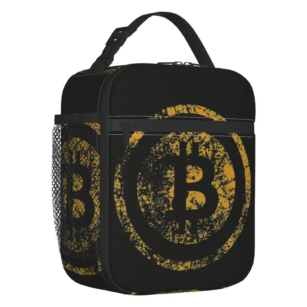 Custom Bitcoin Digital Currency Lunch Bag Women Cooler Warm Insulated Lunch Boxes for Kids School