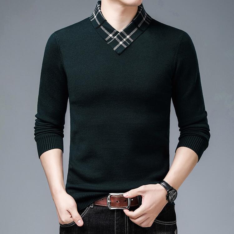 Men s Trendy Thickened Knit Sweater - Casual Autumn/Winter Base Layer 4XL
