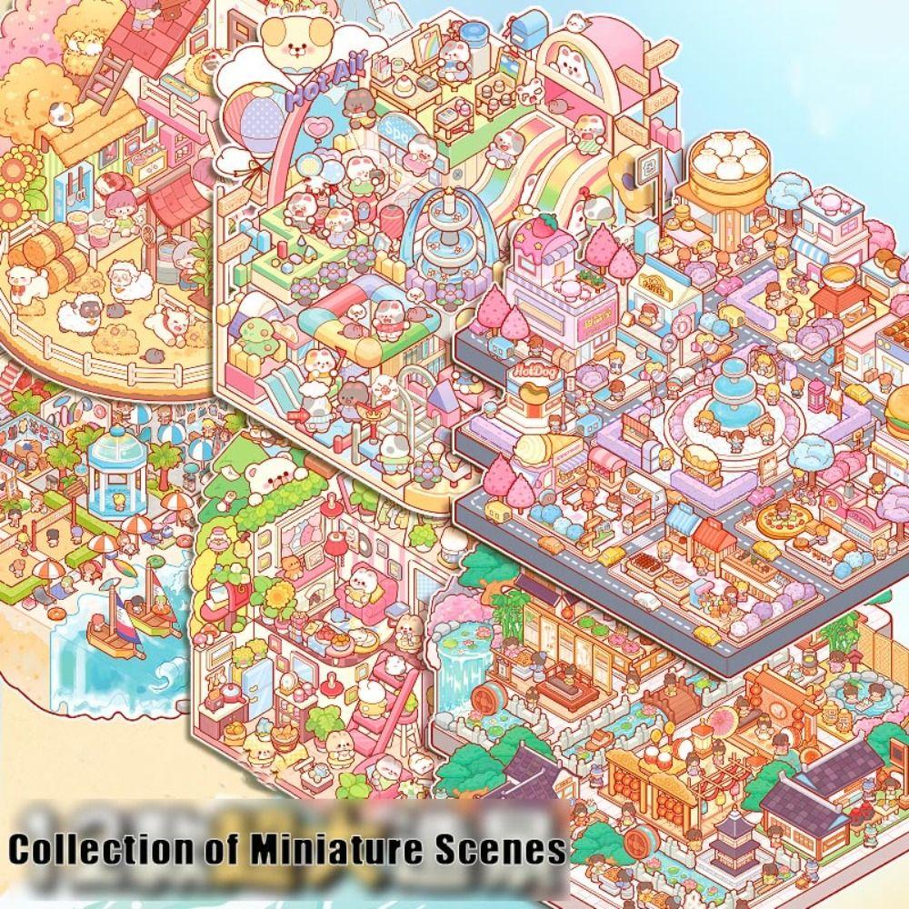 Visual Stacking Miniature Scene Collection PET 3D Pocket Cabin Scene Stickers  Kids
