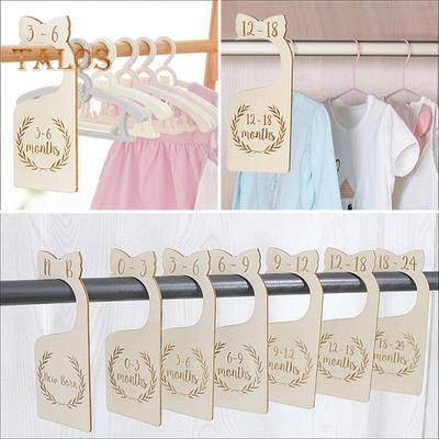7/8 Pcs Baby Wardrobe Dividers Closet Wooden Baby Garment Size Markers Newborn To Toddler Baby Clothes Size Dividers for Daily Baby Clothes
