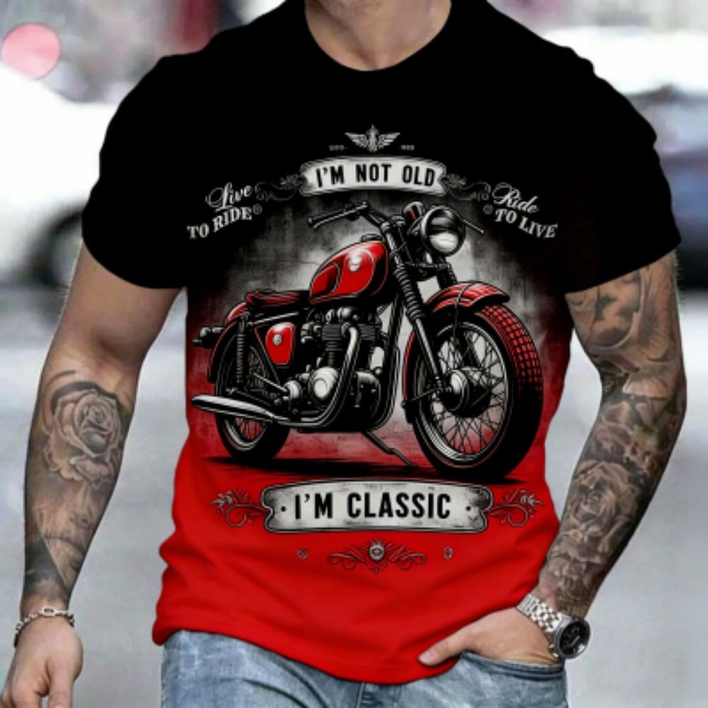 Fashion Europe America Summer Men's T-Shirt Motorcycle 3D Print Tees Top Loose Short Sleeve Streetwear Oversized Women T-shirt