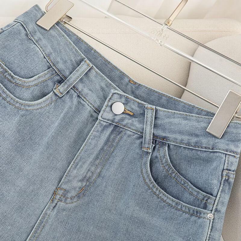 Women's High-Waist Washed Loose Wide-Leg Ankle Jeans