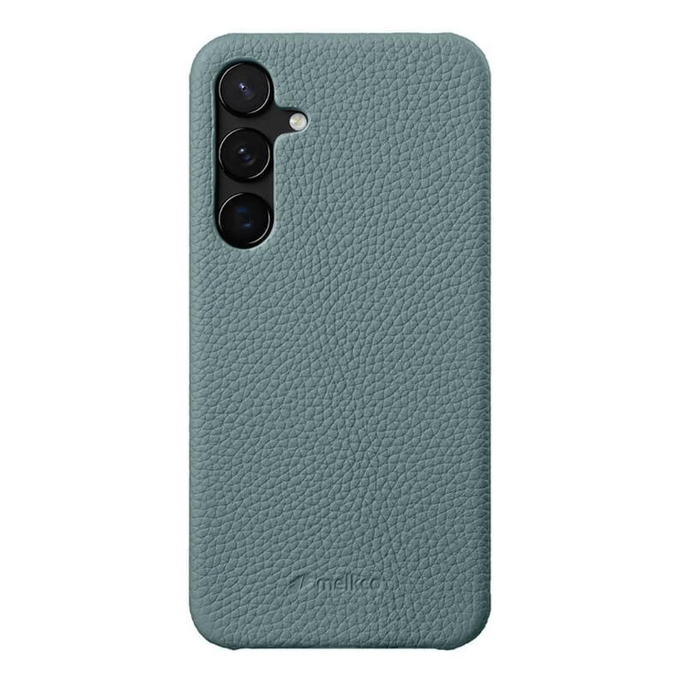MELKCO For Samsung Galaxy S25+ Case Incomplete Edge Genuine Cow Leather Coated PC Cover
