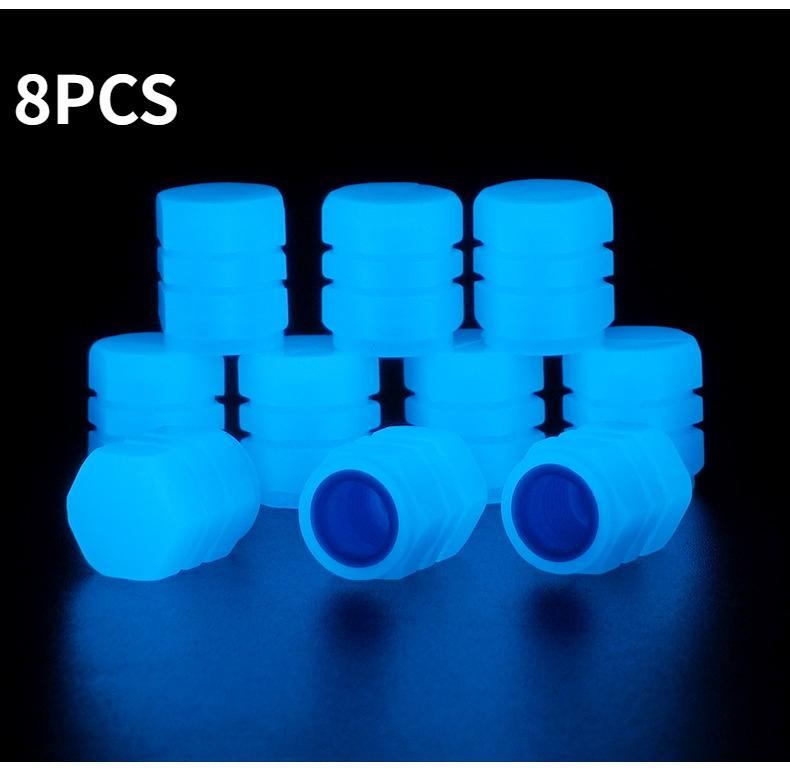 4/8PCS Colorful Luminous Tyre Valve Caps Fluorescent Night Caps Motorcycle Bike Night Glowing Cap Decor Nozzles Tyre Accessories