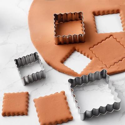 Munkform i rostfritt stål Våffeljärn Våg Rektangel Fyrkant Kakform Bröllop Fondant Tårtdekoration Bakform