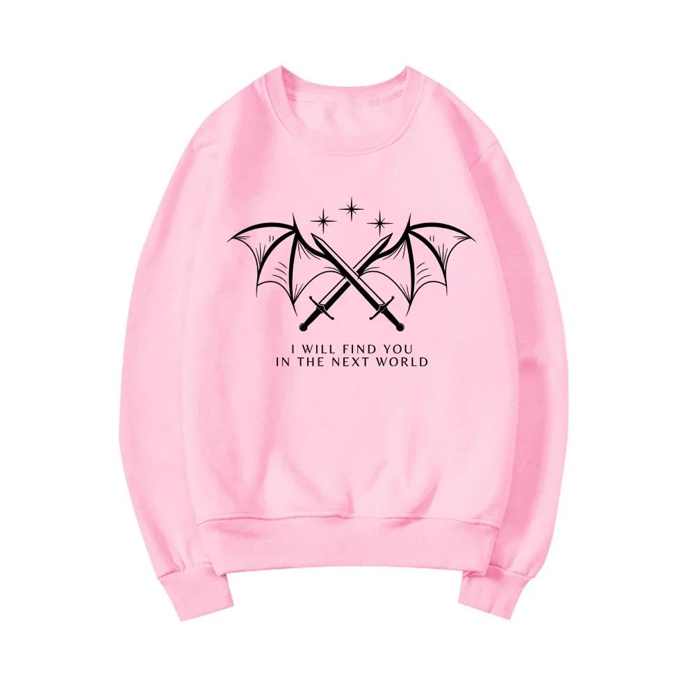 

Толстовка «Я найду тебя в следующем мире» Толстовки Velaris Свитеры с цитатами Кассиана Пуловер Acotar Свитер Женские графические толстовки S розовый
