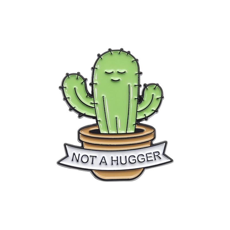 Hedgehog Cactus Not A Hugger Enamel Pins Cute Cartoon Thorny Animals Frog Brooch Backpack Lapel Badge Gift for Friends Wholesale