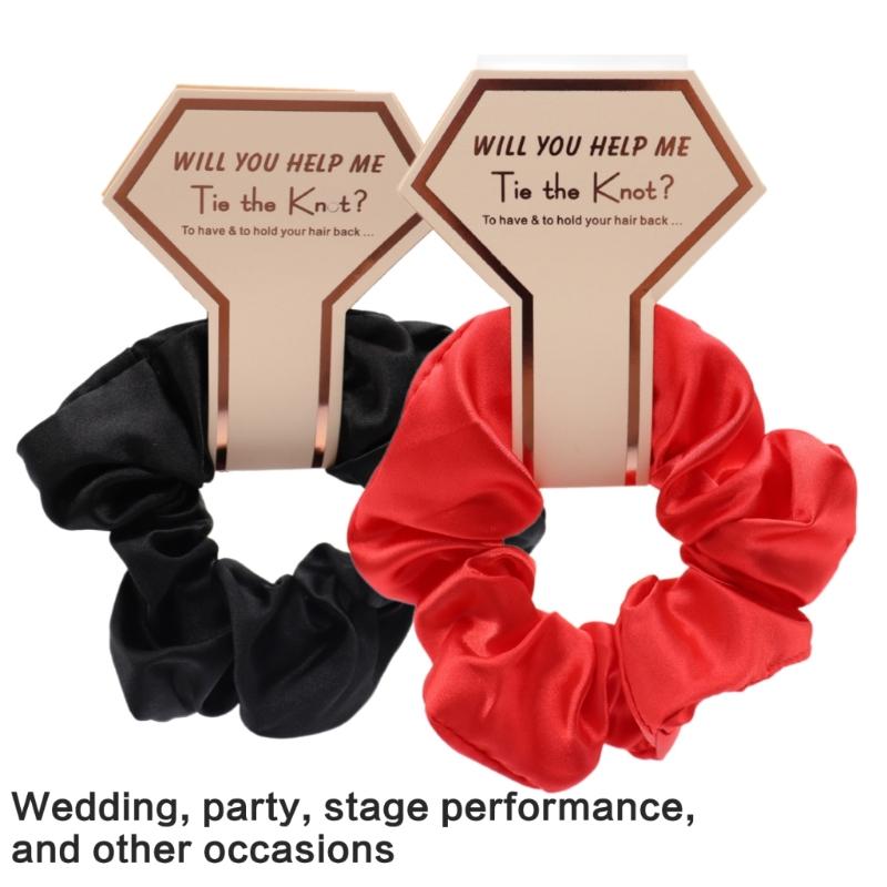 Bridesmaid HairPiece Hair Scrunchies Ponytail Holder Wedding Party Accessories Bridesmaid Scrunchies Proms Gifts 5PCS