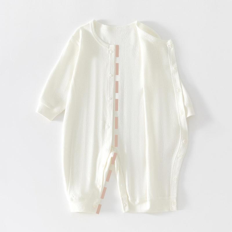 Newborn Baby Pure Cotton Rompers Infant Toddler Spring Summer Long-Sleeved Daily Jumpsuit Clothes for Boys and Girls Lightweight Cool Bodysuit