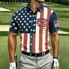 2026 New Men's American Flag 3D Printed Polo Shirt Summer Casual Short Sleeve Lapel Trend Sports