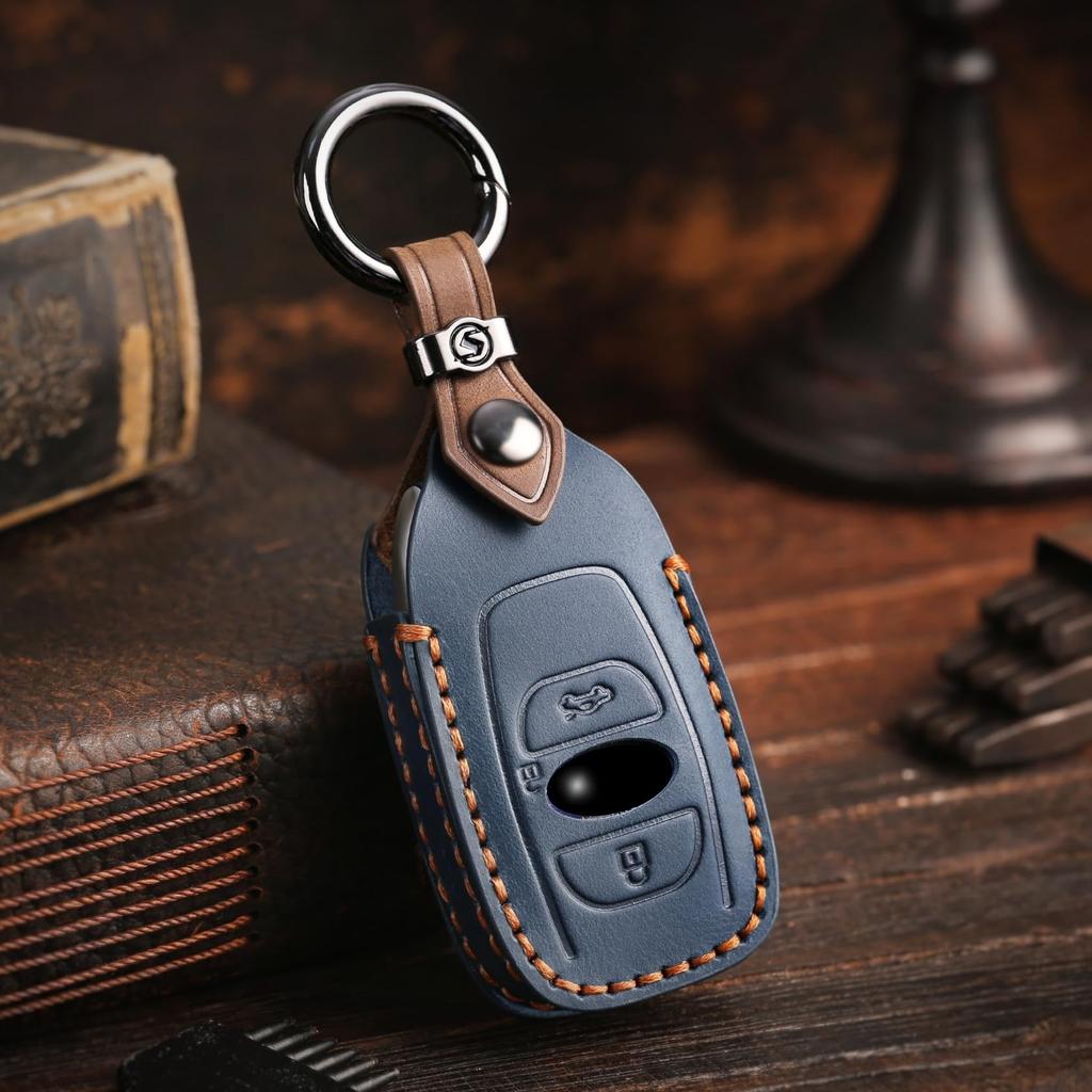 Smasol Genuine Leather Smart Key Case Cover for and Impreza with and Accessory Crosstrek, Forester, Levorg, (Compatible Subaru), Men's Women's,