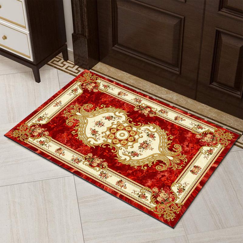 Paillasson Festif Rouge Style Chinois - Tapis d'Entrée Anti-Salissures pour le Nouvel An