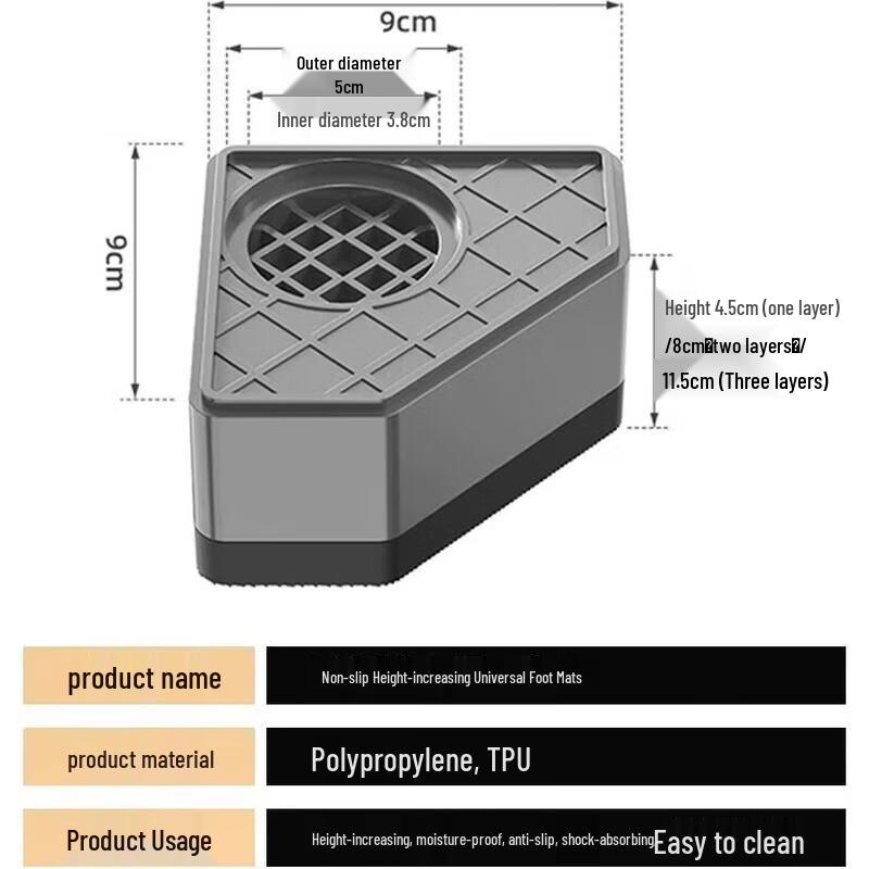 Washing Machine Anti-Vibration Raised Feet Set