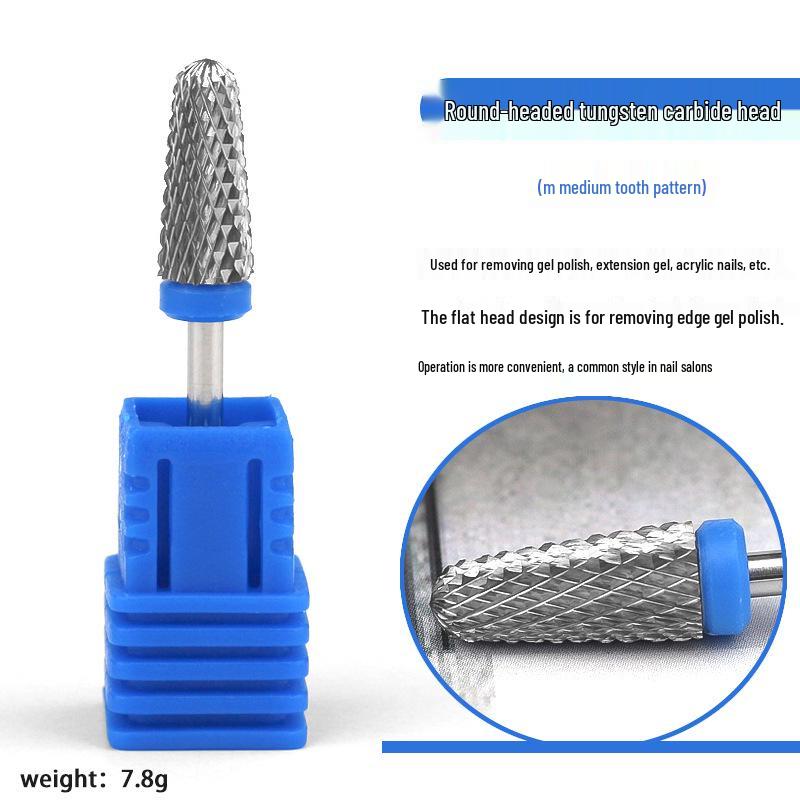 Cross-border Tungsten Steel Nail Art Grinding Head Set: Cone-shaped Cuticle and Nail Remover