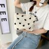 Trendy Canvas Heart Tote Bag Stylish Street Style Shoulder Bag With Large Capacity For Everyday Use