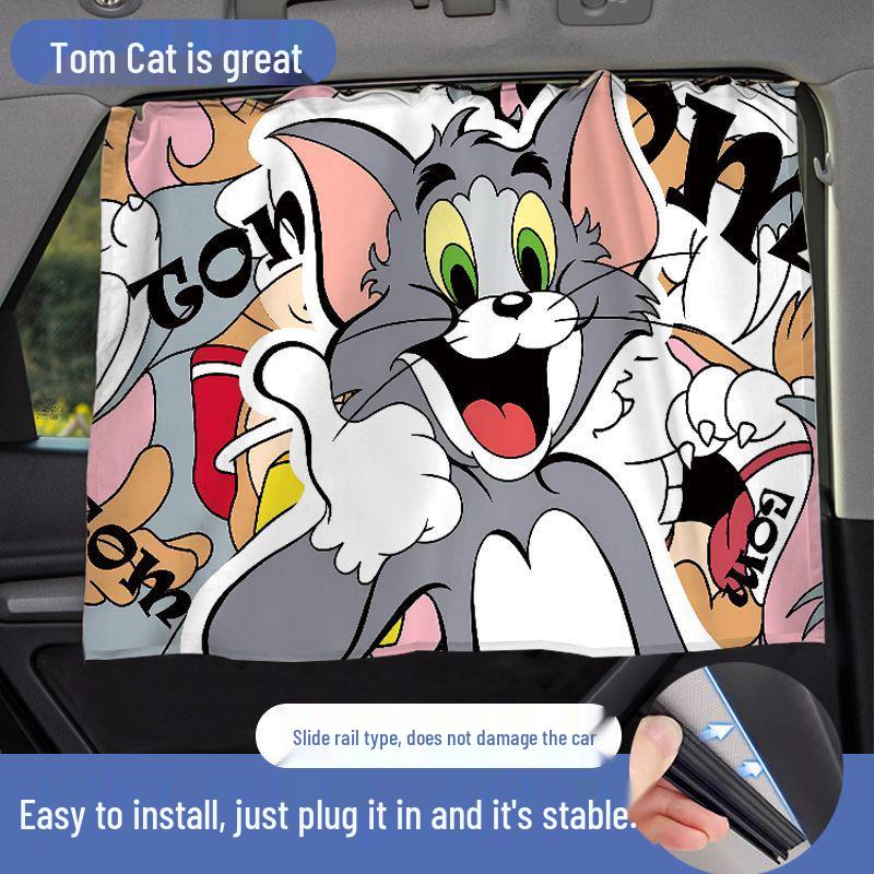 Children s Car Sunshade Window Curtain - Sun Protection & Heat Insulation Cartoon Track Type Single Piece