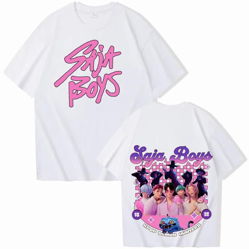 

2025 Лето K-pop Демоны Охотники Саджа Мальчики Футболка Харадзюку Круглый вырез Повседневная рубашка Подарок Одежда оверсайз Хлопок Топ с коротким рукавом Футболка S