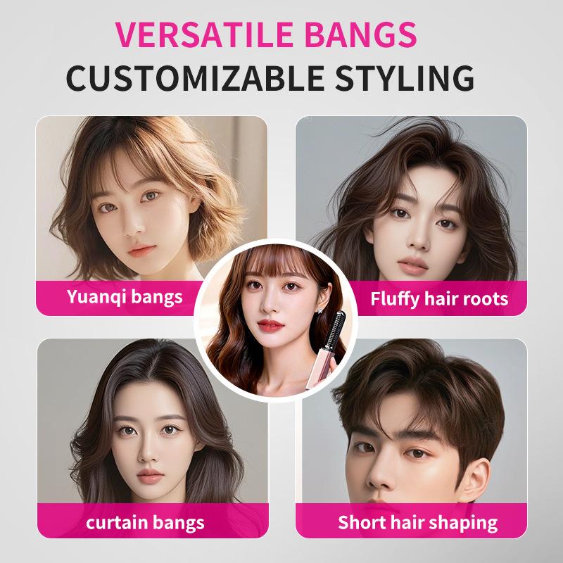Portable Mini Straight Hair Comb Bangs Comb Wireless Charging Curling Iron Portable Styling Electric Comb Does Not Hurt Hair 1Pc
