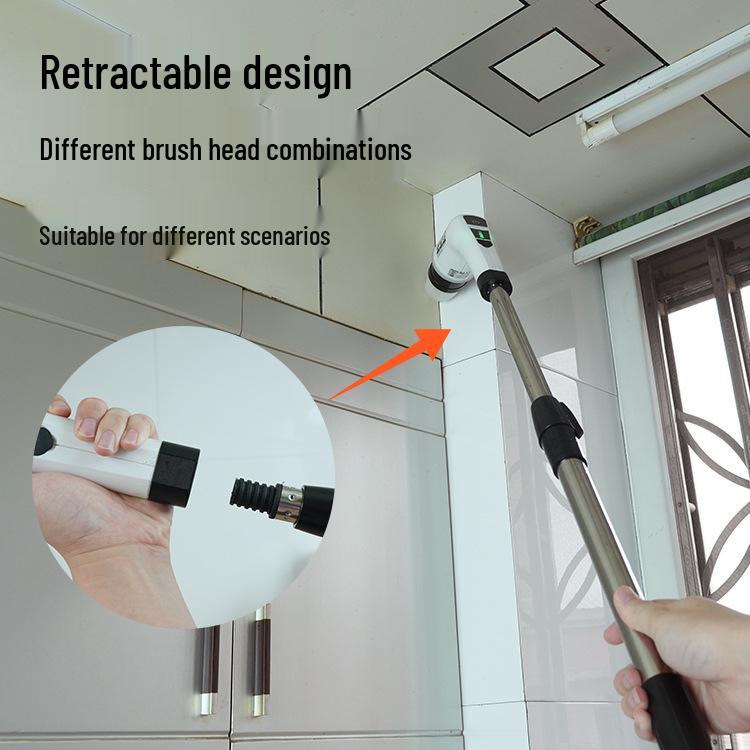 7-in-1 Cordless Electric Spin Scrubber with Retractable Long Handle.