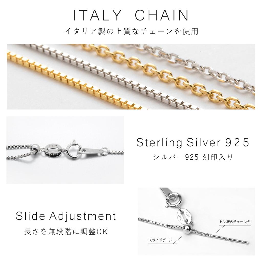 Moon Cute Platinum Necklace Made In Italy Azuki Chain Zirconia Silver 925 Birthday Present Gift Popular Adult Gift BOX Included [Matthewmark] Women's