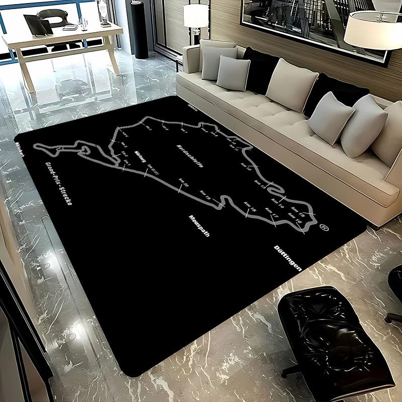 Nürburgring F1 Rennstrecke Teppich Rutschfester Teppich für Wohnzimmer Schlafzimmer Sofadekor KinderSpielBodenmatte Teppich