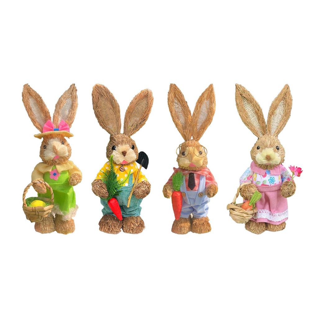 Easter Bunny Figurine Easter Gift Cute Ornament for Yard Cabinet Living Room