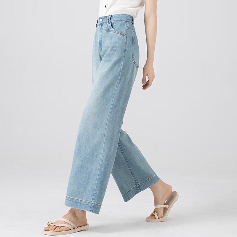 Fanzhen Women's High-Waist Loose Wide-Leg Cropped Denim Jeans