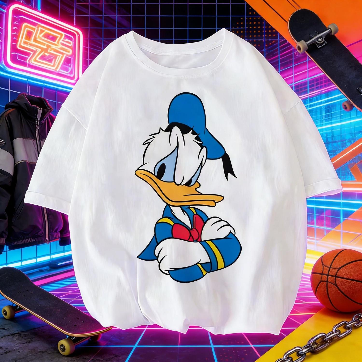

Худи с принтом Дональда Дака от Disney для ОсениЗимы 2026 100% Чистый Хлопок Теплый Свитшот Повседневный Свободный Худи Унисекс S чёрный