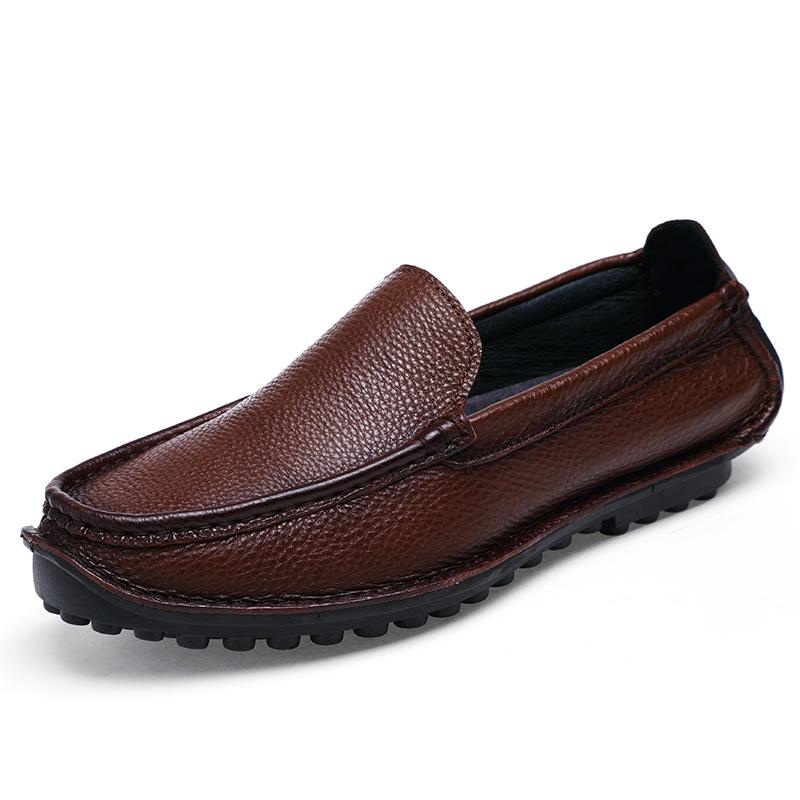 

526 Мужская Обувь Кожаная Обувь На Одну Педаль На Плоской Подошве Ручной Работы Повседневная Обувь Весна Низкие Кроссовки Ноги Кожаные Одиночные Туфли 38 коричневый