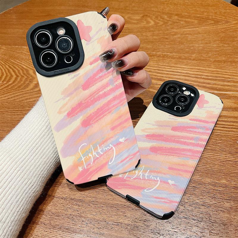 Vertical Leather Shell Colored Painting Printed Patterned Shockproof Soft Silicone Case with Camera Lens Full Protection for IPhone Samsung