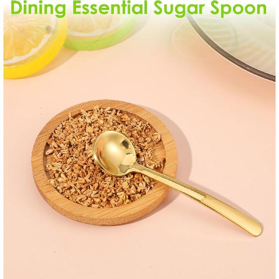 Small Spoons for Spice Jars, 4 Pcs 3.3 Inch Spice Spoon, Tiny Spoons for Spices, Sugar, and Salt, Gold