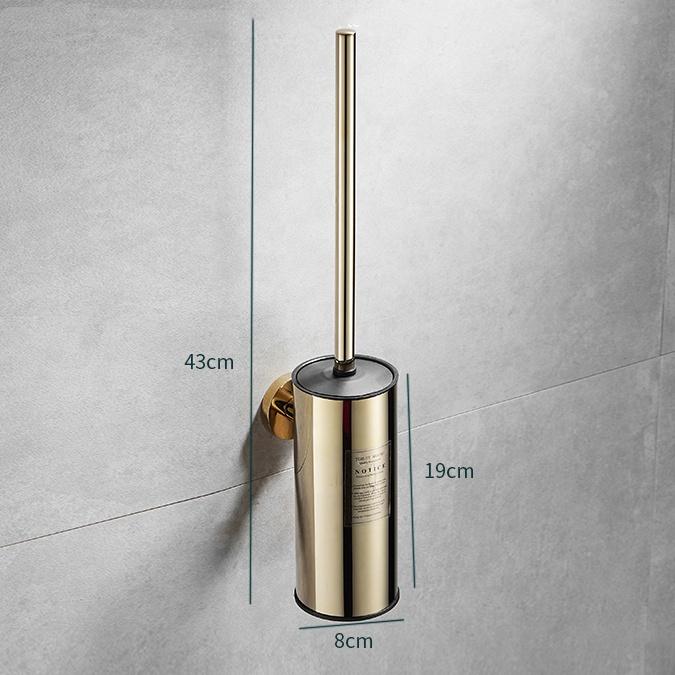 Modern Wall Hung Mounted 304 Stainless Steel Golden Round Toilet Brush Holder Set Gold Black Gun Grey Chrome