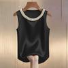Elegante Camicia in Raso Donna Estate Design con Perline Blusa di Seta Donna T-shirt Canotta Larga Donna Canottiere T-shirt da Donna