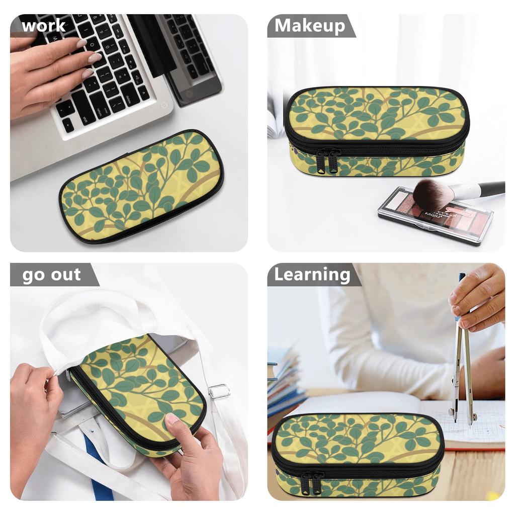 Pencil Case Large Capacity Zipper Closure Wear Resistant Polyester with Main Compartment Mesh Pocket and Pen Slots for Boys Girls