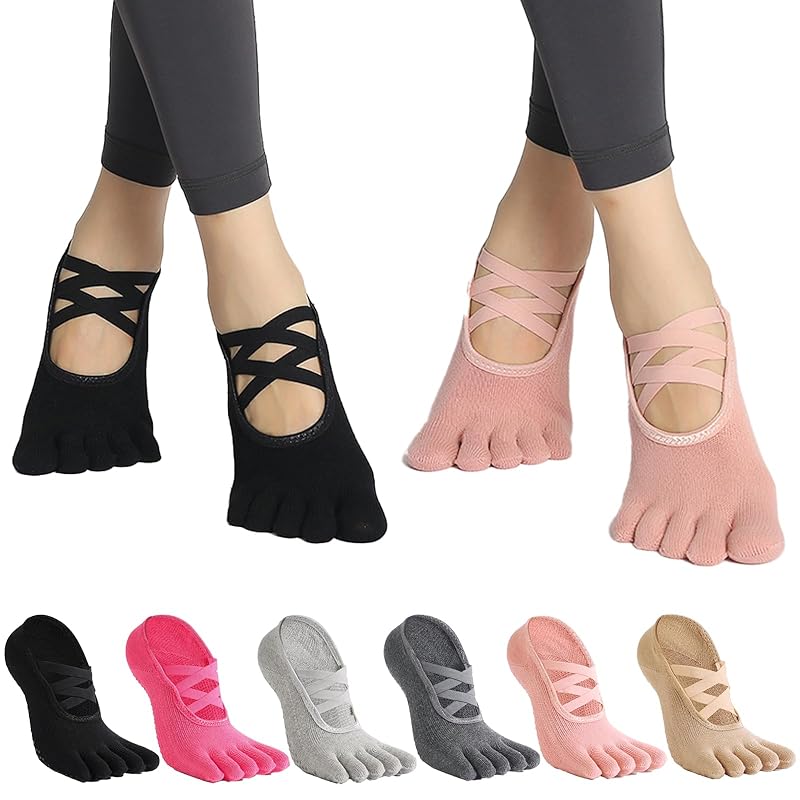 

[Amzbag] Pilates socks 5 finger yoga socks 3D anti-slip socks With toes breathable Antibacterial and deodorizing quick drying Never fade Sweat