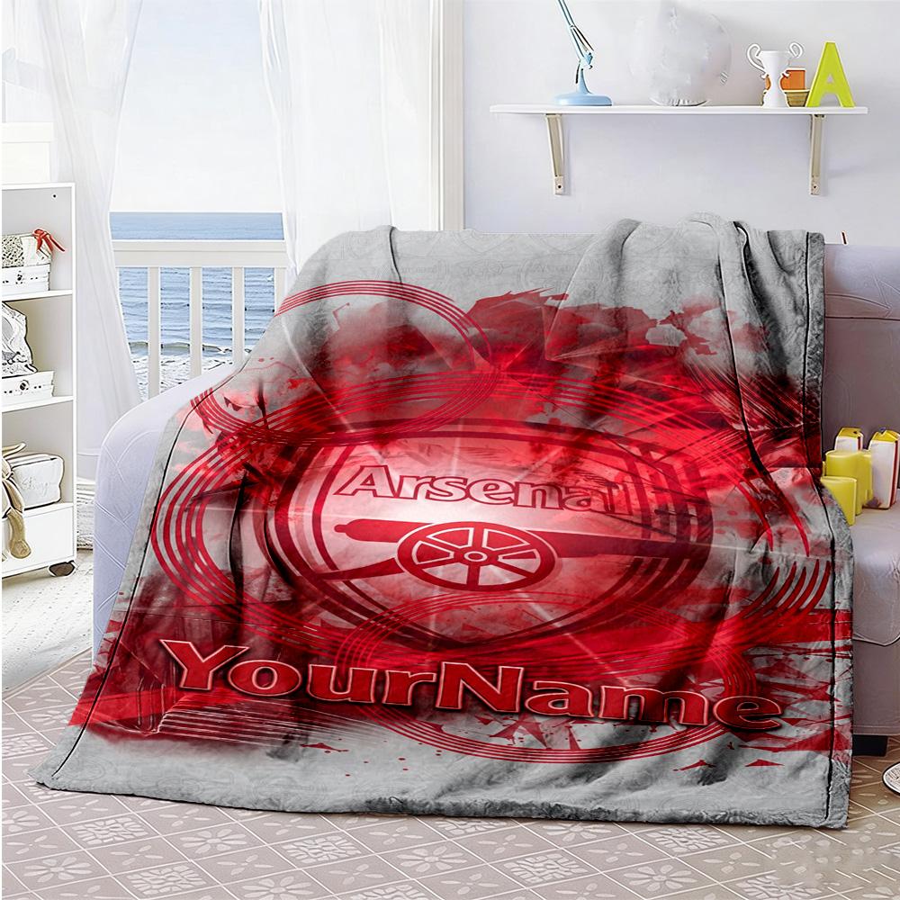 Arsenal Customize Text Blanket Throw Personalized Blanket Comfortable Suitable for Bed Seaside Picnics Office Chair Four Seasons Multipurpose
